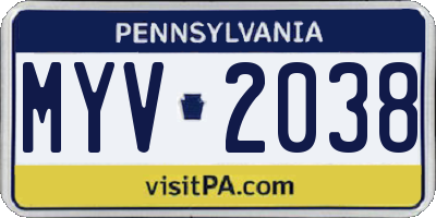 PA license plate MYV2038