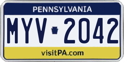 PA license plate MYV2042