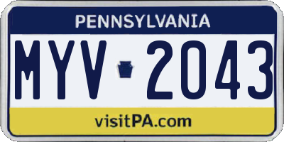 PA license plate MYV2043