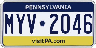 PA license plate MYV2046