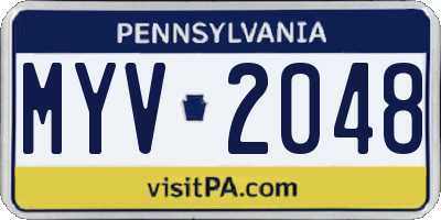 PA license plate MYV2048