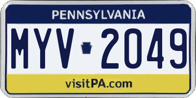 PA license plate MYV2049