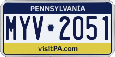 PA license plate MYV2051