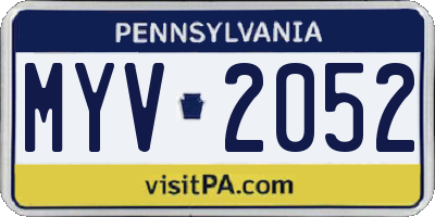 PA license plate MYV2052