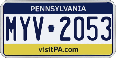 PA license plate MYV2053
