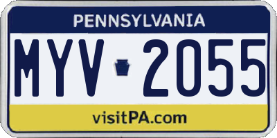 PA license plate MYV2055