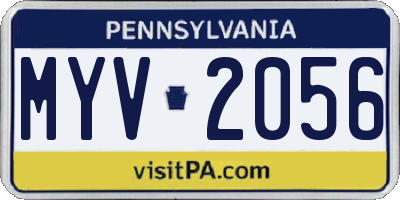 PA license plate MYV2056