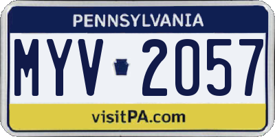 PA license plate MYV2057