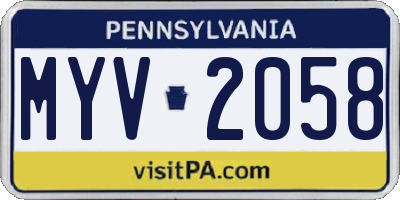 PA license plate MYV2058