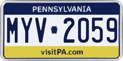 PA license plate MYV2059