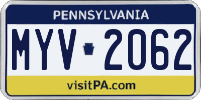 PA license plate MYV2062
