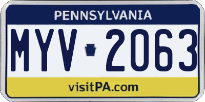 PA license plate MYV2063