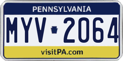 PA license plate MYV2064