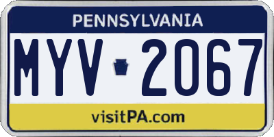 PA license plate MYV2067