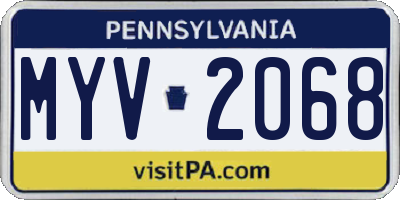 PA license plate MYV2068