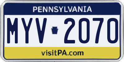 PA license plate MYV2070