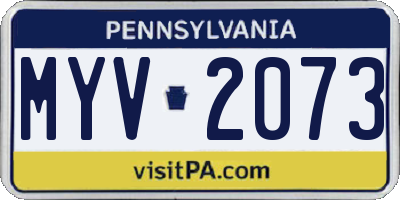 PA license plate MYV2073