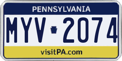 PA license plate MYV2074