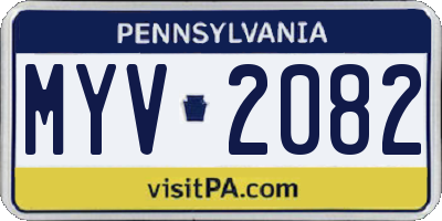 PA license plate MYV2082