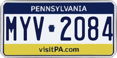 PA license plate MYV2084