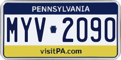 PA license plate MYV2090