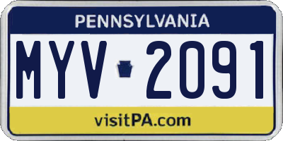 PA license plate MYV2091