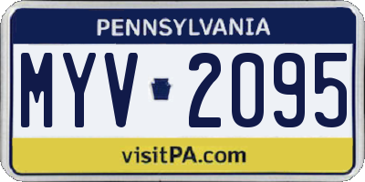 PA license plate MYV2095