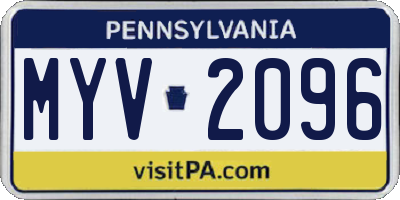 PA license plate MYV2096
