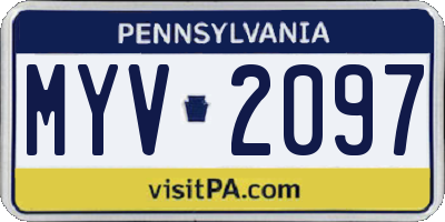 PA license plate MYV2097