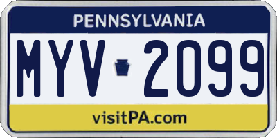 PA license plate MYV2099