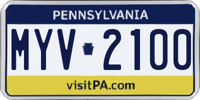 PA license plate MYV2100