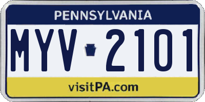 PA license plate MYV2101