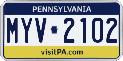 PA license plate MYV2102