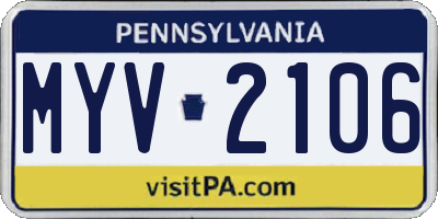 PA license plate MYV2106