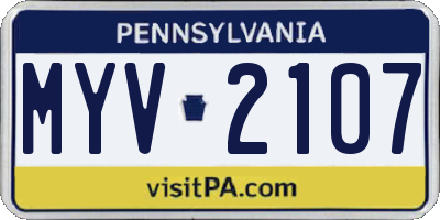 PA license plate MYV2107