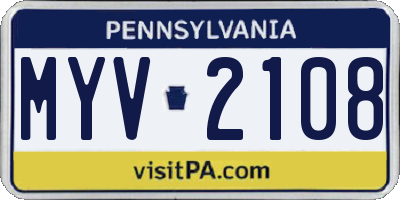 PA license plate MYV2108