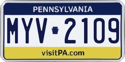 PA license plate MYV2109