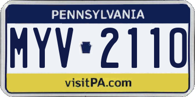 PA license plate MYV2110