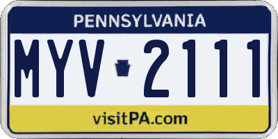 PA license plate MYV2111