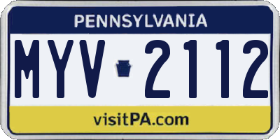 PA license plate MYV2112