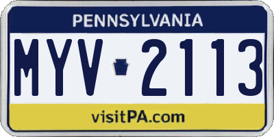 PA license plate MYV2113