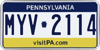 PA license plate MYV2114
