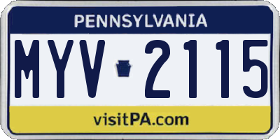 PA license plate MYV2115