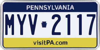 PA license plate MYV2117