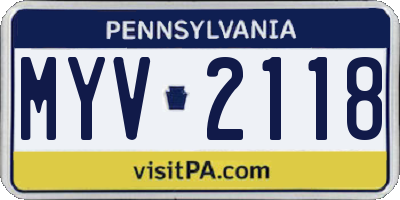PA license plate MYV2118