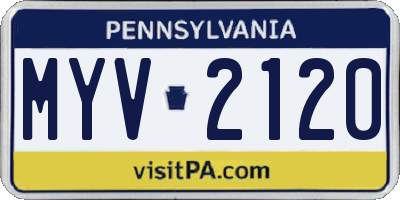 PA license plate MYV2120