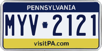 PA license plate MYV2121