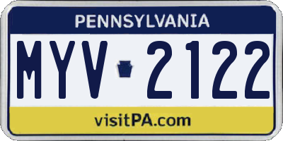 PA license plate MYV2122