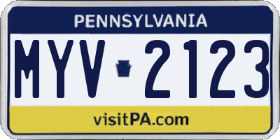 PA license plate MYV2123