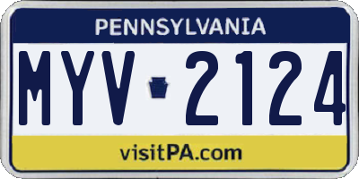 PA license plate MYV2124